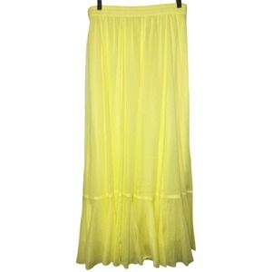 SOFT SURROUNDINGS Lemon Yellow 100%‎ Cotton Tiered Boho Maxi Skirt Size Small